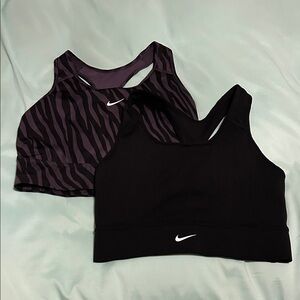 Nike Women's Black Sports Bra & Purple Zebra Print Sports Bra